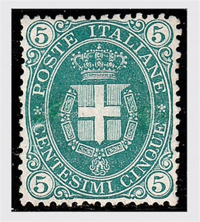 REGNO D'ITALIA - 1889, Umberto I, Stemma 5 c. verde scuro (44) ben centrato....