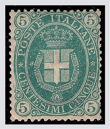 REGNO D'ITALIA - 1889, Umberto I, Stemma 5 c. verde scuro (44) buona...