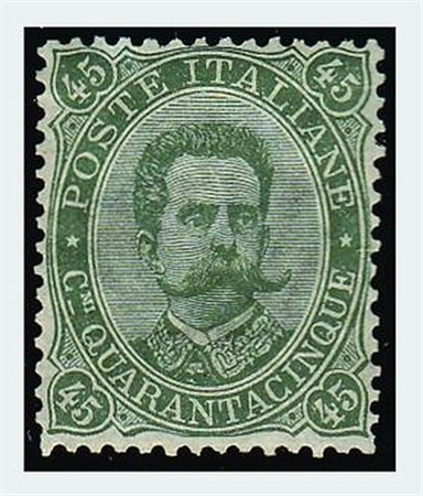 REGNO D'ITALIA - 1889, Umberto I, 45 c. verde oliva (46) molto ben centrato....