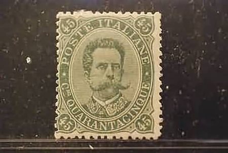 REGNO D'ITALIA - 1889, Umberto I, 45 c. verde oliva (46). (Cert....