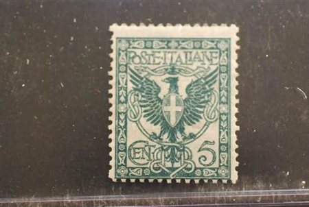 REGNO D'ITALIA - 1901, Floreale, 5 c. verde azzurro (70).(GOMMA INTEGRA)