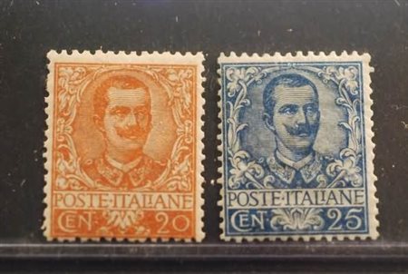REGNO D'ITALIA - 1901, Floreale, 20 c. arancio e 25 c.azzurro (72/73) freschi...