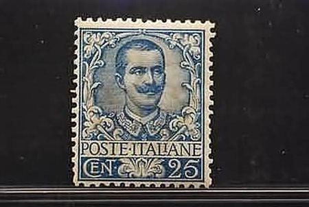 REGNO D'ITALIA - 1901, Floreale, 25 c. (73) ben centrato.(GOMMA INTEGRA)