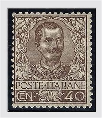 REGNO D'ITALIA - 1901, Floreale, 40 c. (74). (Cert. Raybaudi).(GOMMA INTEGRA)