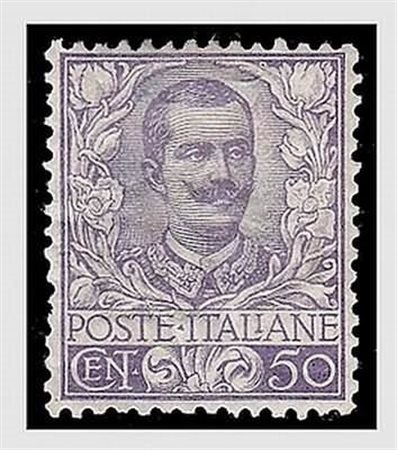 REGNO D'ITALIA - 1901, Floreale, 50 c. malva (76). (Cert. Caffaz).(GOMMA...