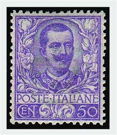 REGNO D'ITALIA - 1901, Floreale, 50 c. malva (76) esemplare eccezionalmente...