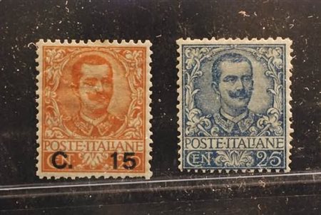 REGNO D'ITALIA - 1901-05, Floreale 25 c. (73) + 15 su 20 c. (79).(GOMMA...