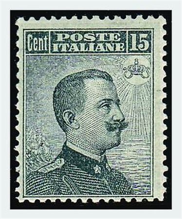 REGNO D'ITALIA - 1909, Michetti, 15 c. grigio nero (86). (Cert. E....