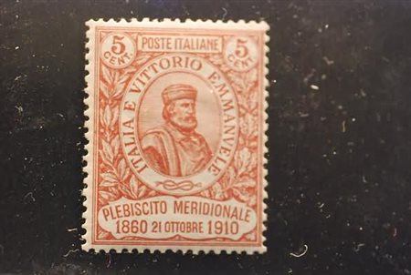 REGNO D'ITALIA - 1910, Garibaldi, 5 cent.+ 5 c. carminio (89) molto ben...