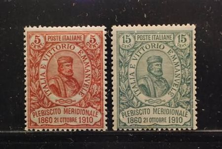 REGNO D'ITALIA - 1910, Garibaldi, i 2 alti valori (89, 90).(GOMMA INTEGRA)