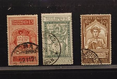 REGNO D'ITALIA - 1921, Dante Alighieri, 3 valori cpl. (116/18), ben...