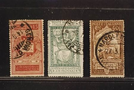 REGNO D'ITALIA - 1921, Dante Alighieri, 3 valori cpl. (116/18).(USATO)