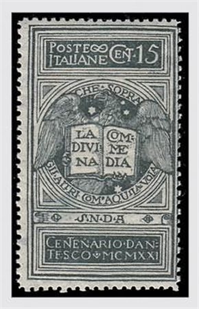 REGNO D'ITALIA - 1921, Dante, 15 c. grigio non emesso (116A) discreta...