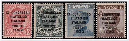 REGNO D'ITALIA - 1922, Congresso Filatelico Trieste, 4 valori cpl. (124/26)...