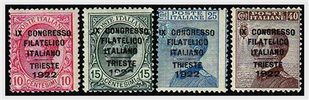 REGNO D'ITALIA - 1922, Congresso Filatelico, 4 valori cpl. (123/26) freschi...