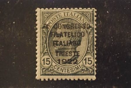 REGNO D'ITALIA - 1922, Congresso Filatelico, 15 c.grigio (124).(GOMMA ORIGINALE)