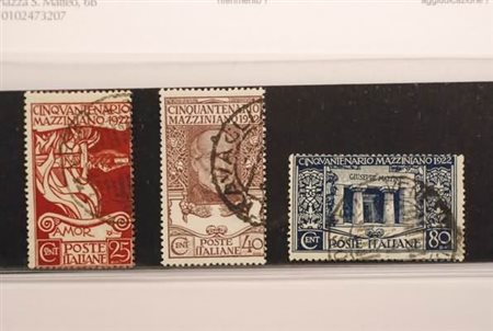 REGNO D'ITALIA - 1922, Mazzini, 3 valori cpl. (128/30).(USATO)