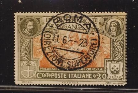 REGNO D'ITALIA - 1923, Propaganda Fide 20 c. (131). (Caffaz, Donnini).(USATO)
