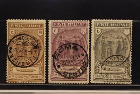 REGNO D'ITALIA - 1923, Camicie nere 3 valori cpl. (147/49).(USATO)