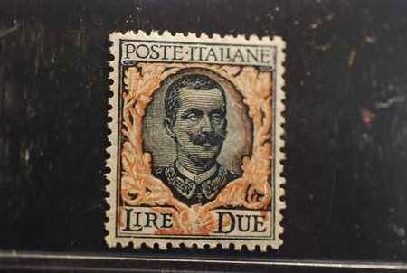 REGNO D'ITALIA - 1923, Floreale, 2 lire verde grigio e arancio (150) ben...