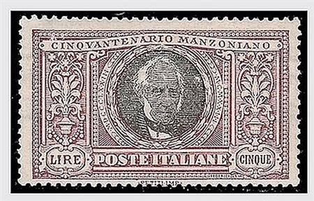 REGNO D'ITALIA - 1923, Manzoni, 6 valori cpl. (151/56) ben centrati. Il 5...