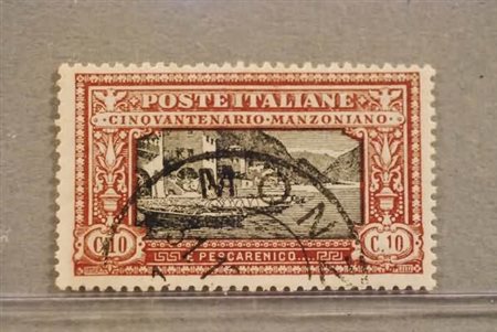 REGNO D'ITALIA - 1923, Manzoni, 10 c. carminio e nero (151). (Caff.).(USATO)