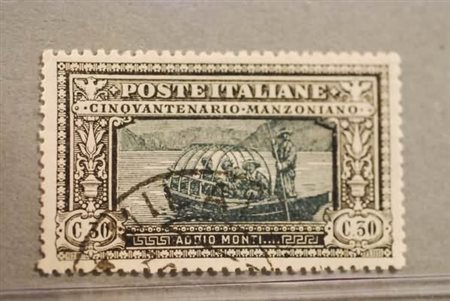 REGNO D'ITALIA - 1923, Manzoni, 30 c. nero e ardesia (153). (Caff.).(USATO)