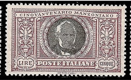 REGNO D'ITALIA - 1923, Manzoni, 5 lire (156) ben centrato. (Cert. R....