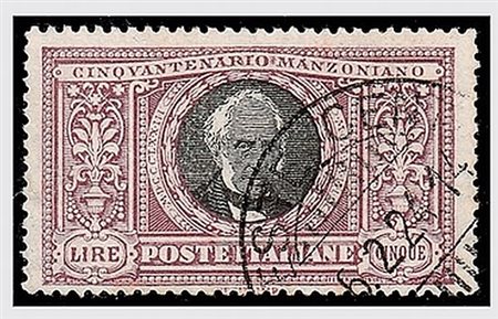 REGNO D'ITALIA - 1923, Manzoni 5 lire (156) con annullo di alcuni giorni...