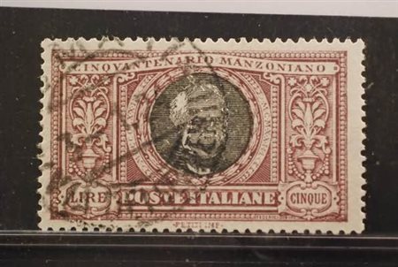 REGNO D'ITALIA - 1923, Manzoni, 5 lire (156) annullo non orignale.(USATO)