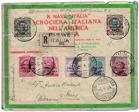 REGNO D'ITALIA - 1924, Crociera Italiana 7 valori cpl. (162/68) su busta...