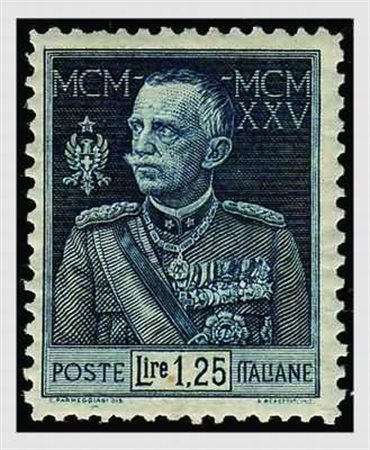 REGNO D'ITALIA - 1926, Giubileo 1,25 lire azzurro dent. 11 (191. (Cert. E....