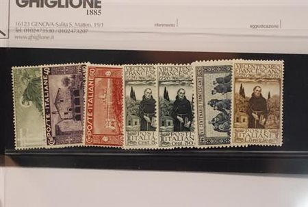 REGNO D'ITALIA - 1926, S. Francesco, 7 valori (192/95+197/99) ben...