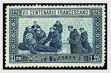 REGNO D'ITALIA - 1926, S. Francesco, lire 1,25 azzurro dentellato 13 1/2...