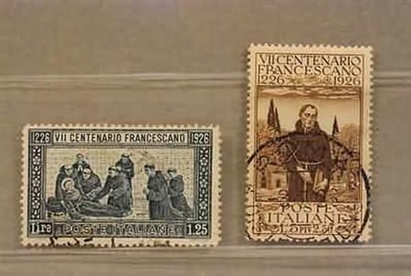 REGNO D'ITALIA - 1926, S. Francesco, 2 valori (196, 197). Il 5 lire firmato...