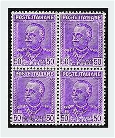 REGNO D'ITALIA - 1928, Effige di V.E. III 2 valori cpl. (224/25) quartine ben...