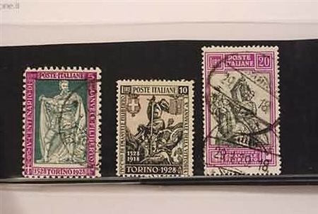 REGNO D'ITALIA - 1928, Emanuele Filiberto, 3 valori (229, 237, 238). Annulli...