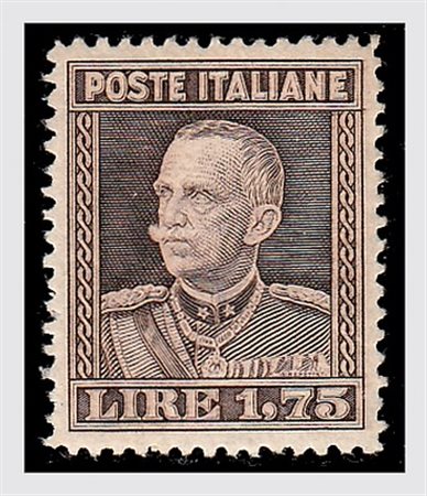 REGNO D'ITALIA - 1929, Vittorio Em.III, lire 1,75 bruno dent. 13 e 3/4 (242)....