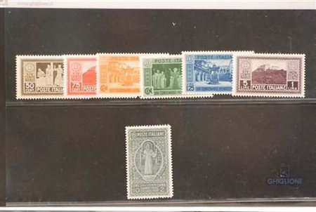 REGNO D'ITALIA - 1929, Montecassino, 7 valori cpl. (262/68) ben...