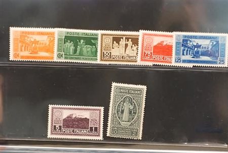 REGNO D'ITALIA - 1929, Montecassino, 7 valori cpl. (262/68).(GOMMA INTEGRA)