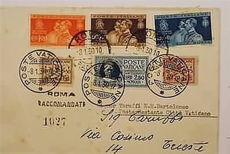 REGNO D'ITALIA - 1930, Nozze 3 valori cpl. (269/71) in affrancatura mista con...