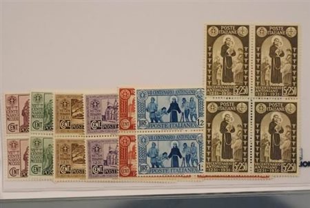 REGNO D'ITALIA - 1931, S. Antonio, 7 valori cpl. (292/98) in blocchi di...