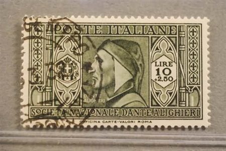REGNO D'ITALIA - 1932, Dante Alighieri, 10 +2,50 lire verde oliva (314). (R....