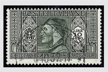 REGNO D'ITALIA - 1932, Dante Alighieri, 10 +2,50 lire verde oliva (314)....