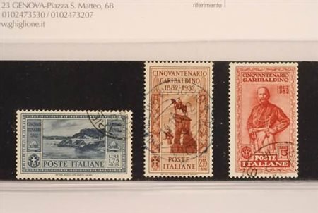 REGNO D'ITALIA - 1932, Garibaldi, i 3 alti valori (322/24). Annulli da...