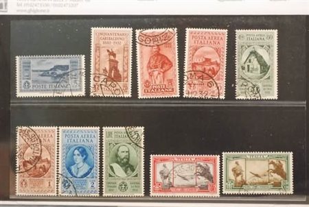 REGNO D'ITALIA - 1932, Garibaldi, i 3 alti valori + la p. aerea (322, 323,...