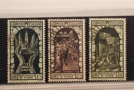 REGNO D'ITALIA - 1934, Decennale Annessione Fiume, i 3 alti valori (354/56),...