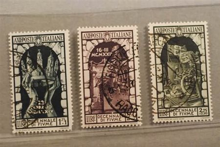 REGNO D'ITALIA - 1934, Annessione Fiume, i 3 alti valori (354/56). (Cert....