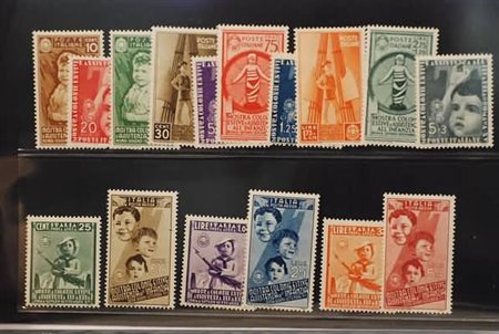 REGNO D'ITALIA - 1937, Colonie estive 16 valori cpl. (106/15+A.).(GOMMA INTEGRA)
