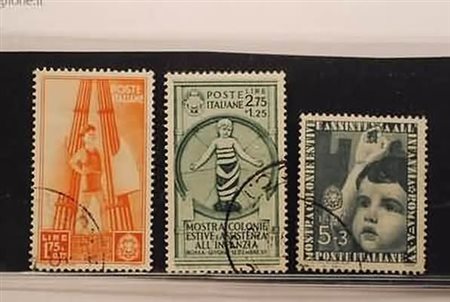 REGNO D'ITALIA - 1937, Colonie estive, 3 alti valori (413/15) annulli da...